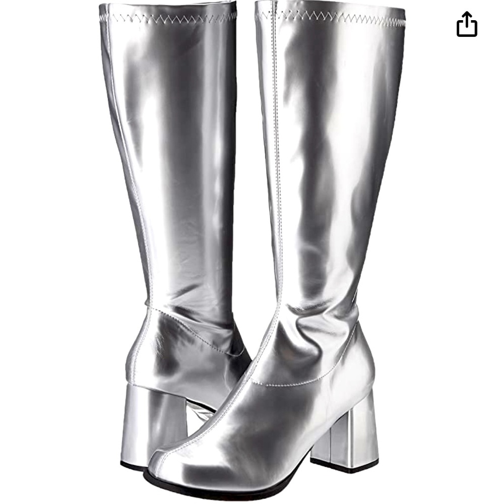 Cute Silver fitted knee high boots
